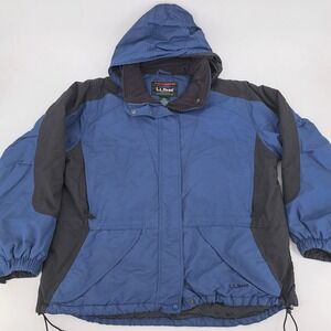 LL Bean Vintage Thinsulate Lite Loft Winter Jacket Blue Black Women XL Petite